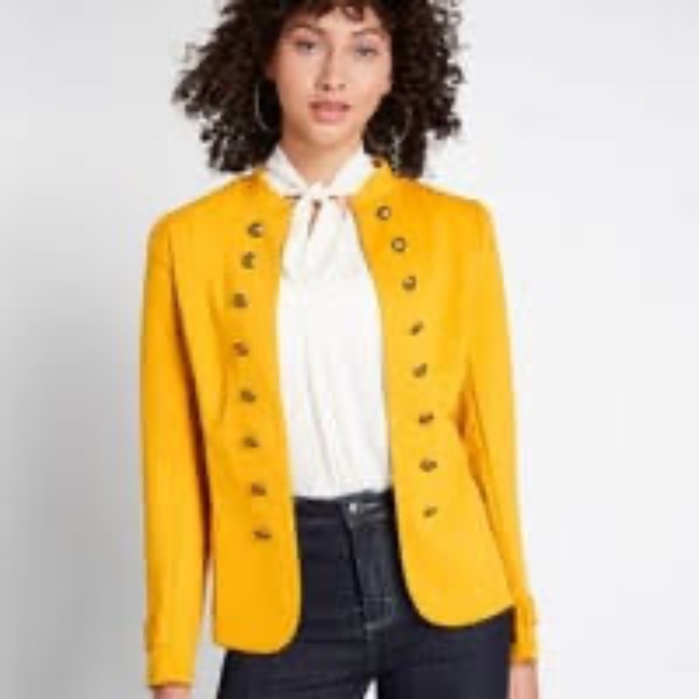 ModCloth Women's Yellow Tailored Knit Jacket Size Large